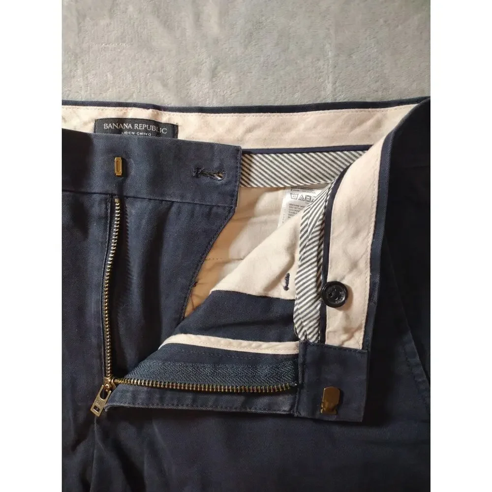 Banana Republic Aiden Chino Pants 30×32 Navy Blue Cotton Formal Office Preppy
